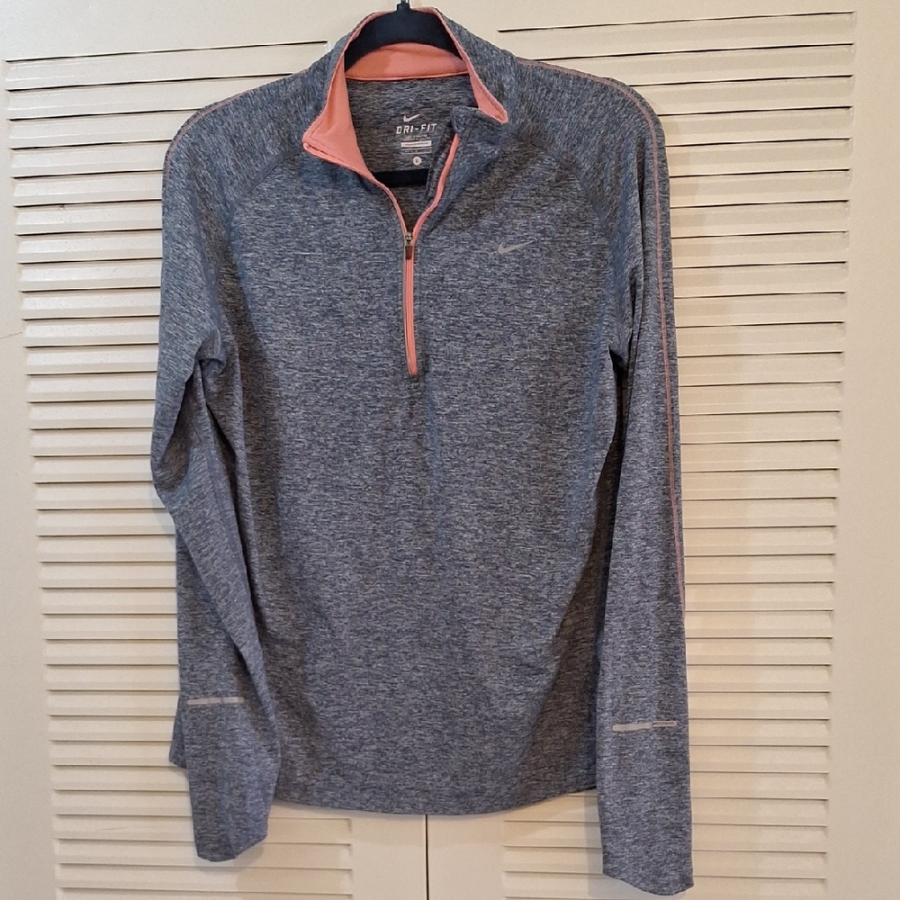 Nike Dri-FIT Blue Gray and Pink Quarter-Zip Pullover